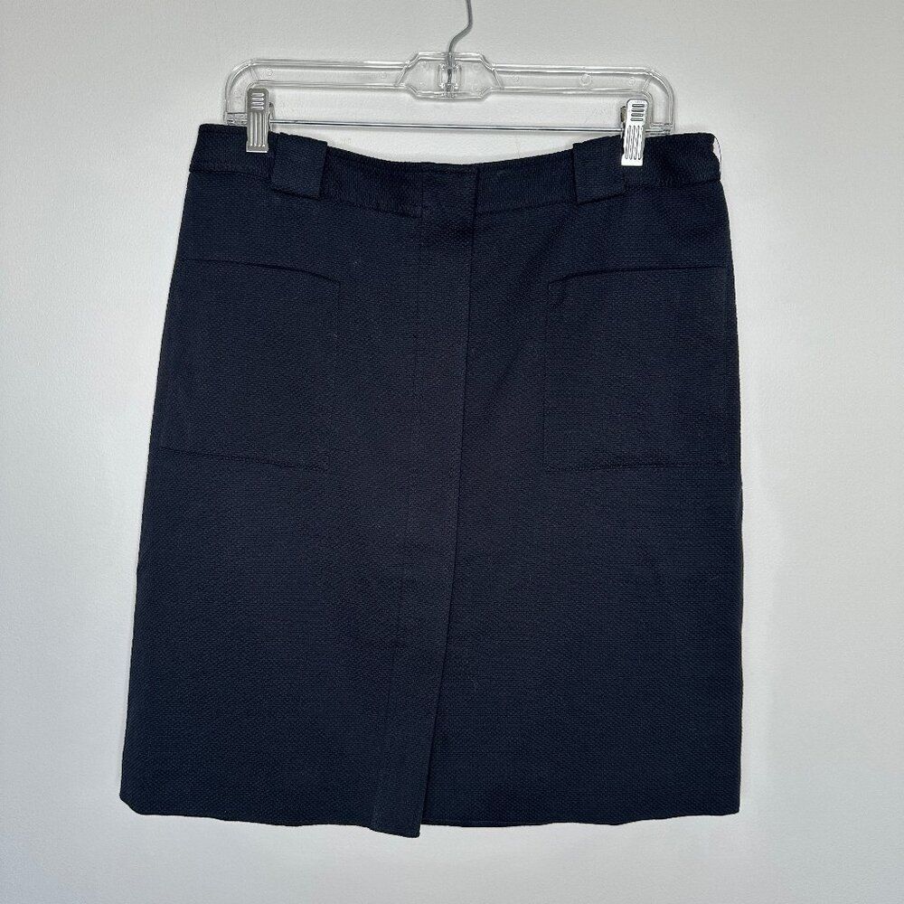 Brooks Brothers Pencil Skirt Women's 8 Navy Hidden Button Front Knee Length